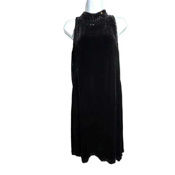 Badgley Mischka Black Velvet cocktail dress beaded size 10 NWT $595 - Picture 2 of 12